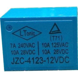 Relé JZC-4123 12V, kontakt 28VDC/10A(240VAC/7A)