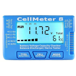 Chytrý tester článků NiMH, LiPol,LiIon,LiFe a servomotorů Cellmeter 8