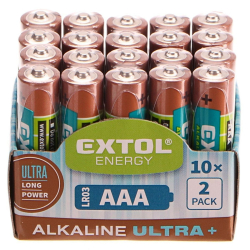 Baterie alkalické EXTOL ENERGY ULTRA +, 20ks, 1,5V AAA (LR03) EXTOL-LIGHT