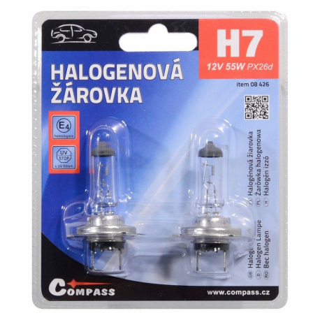 Žárovka 12V H7 55W PX26d blister 2ks COMPASS