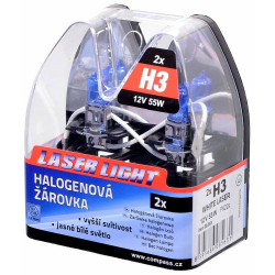 Žárovka 12V H3 55W Pk22s WHITE LASER 2ks COMPASS