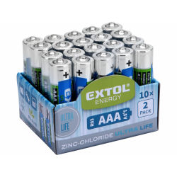 Baterie zink-chloridové, 20ks, 1,5V AAA (R03) EXTOL-LIGHT