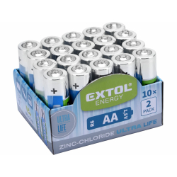 Baterie zink-chloridové, 20ks, 1,5V AA (R6) EXTOL-LIGHT