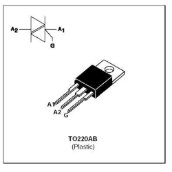 Triak BTA12-600B 600V/12A, Igt-50mA       TO220AB