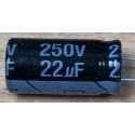 22u/250V 105° 10x21x5mm, elektrolyt.kondenzátor radiální