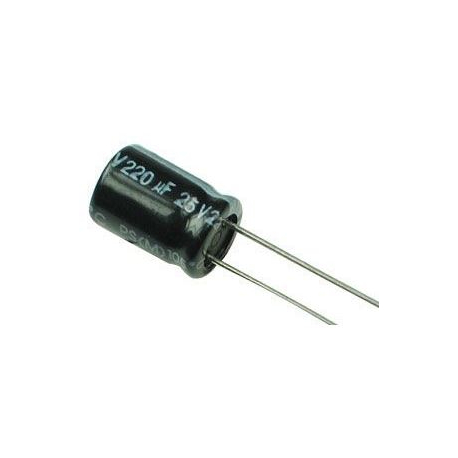 220u/25V 105° 8x12x5mm, elektrolyt.kondenzátor radiální