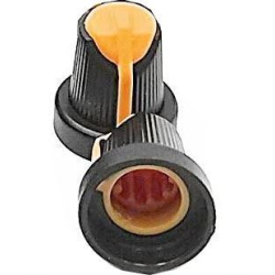 Přístrojový knoflík 15x17mm, hřídel 6mm černo-oranžový