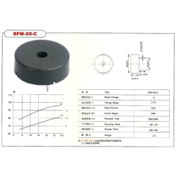 Piezobzučák 22mm,napájení 6-24V/10mA