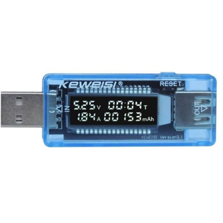 USB  tester KWS-V20, V-A metr a měřič kapacity 4-20V/0-3A DC