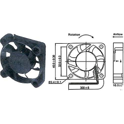 Ventilátor 40x40x10mm 12V/82mA 7300 ot/min SUNON