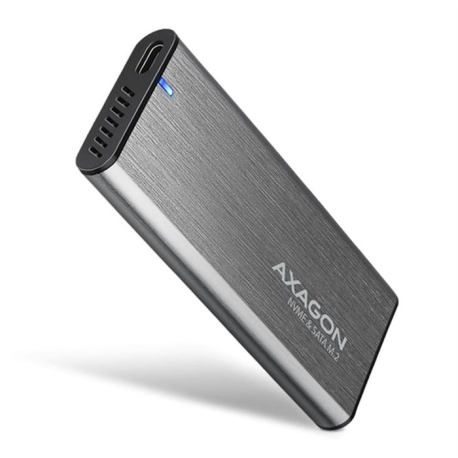 AXAGON EEM2-SG2, USB-C 3.2 Gen 2 - M.2 NVMe & SATA SSD kovový RAW box