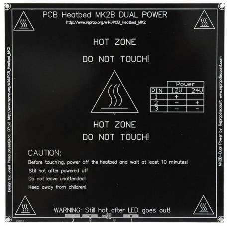 Topná podložka MK2B 214x214x1,5mm 12-24V 120W /3D tisk/