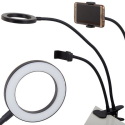 Lampa s klipem USB 24 LED + držák telefonu, černá