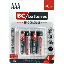 Baterie BC batteries 1,5V AAA(R03), Zn-Cl, balení 4ks