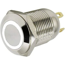 Tlačítko OFF-(ON) 12mm, 250V/2A, bílé prosvětlení 12V