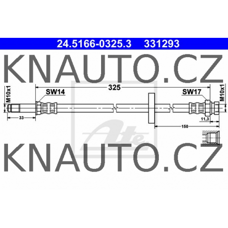 Přední brzdová hadice ATE Škoda Favorit , Felicia , VW Caddy II - 6U0 611 701 B