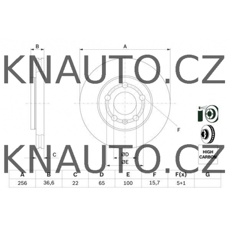 Přední brzdový kotouč BOSCH Škoda , Seat , Audi , VW 256mm - 0986478853