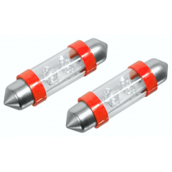 Žárovka 4LED 12V  suf. SV8.5 38mm červená  2ks