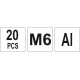 Nýtovací matice hliníková M6, 20ks