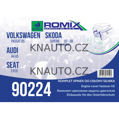 Set sponek krytù motoru ROMIX 3313 Audi A4 (B5), koda Superb I, VW Passat 1997-2005