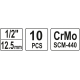 Sada nástavců 1/2\" rázové šestihranné 10 ks 10-22 mm CrMo