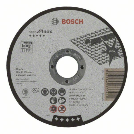 Dělicí kotouč rovný Best for Inox - A 46 V INOX BF, 125 mm, 1,5 mm - 3165140733489 BOSCH