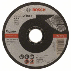 Dělicí kotouč rovný Standard for Inox - Rapido - WA 60 T BF, 115 mm, 22,23 mm, 1,0 mm - 31 BOSCH