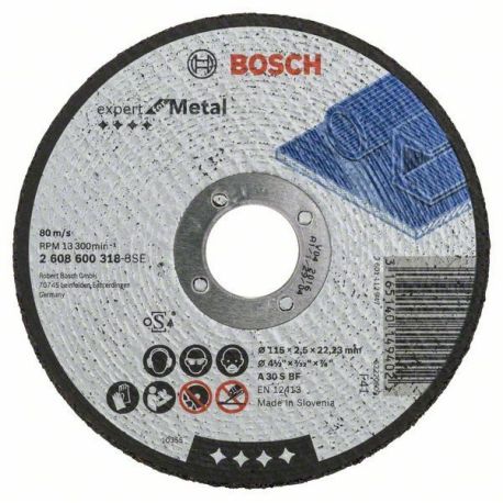 Dělicí kotouč rovný Expert for Metal - A 30 S BF, 115 mm, 2,5 mm BOSCH