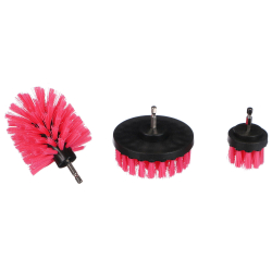 Sada kartáčů na vrtačku pro čištění auta CAR DETAILING DRILL BRUSH PINK 3, 3ks SIXTOL