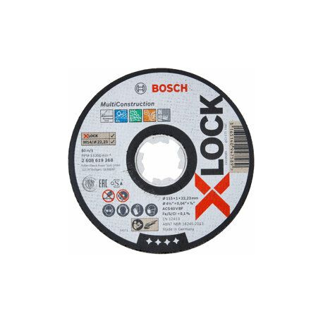 Plochý řezný kotouč Bosch Multi Material systému X-LOCK, 125×1,6×22,23