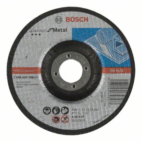 Dělicí kotouč profilovaný Standard for Metal - A 30 S BF, 125 mm, 22,23 mm, 2,5 mm BOSCH