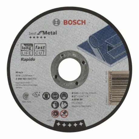 Dělicí kotouč rovný Best for Metal – Rapido - A 60 W BF, 125 mm, 1,0 mm BOSCH BOSCH 29206