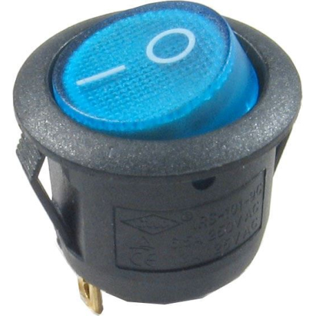 Vypínač kolébkový MIRS101-8, ON-OFF 1p.250V/6,5A modrý, prosvětlený L451D