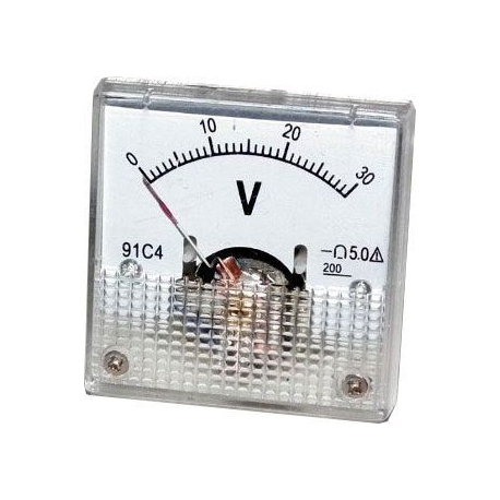 Analogový panelový voltmetr 91C4 30V DC R077