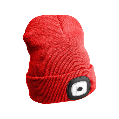 Čepice s čelovkou 180lm, nabíjecí, USB, univerzální velikost, bavlna/PE, červená SIXTOL SIXTOL 60017