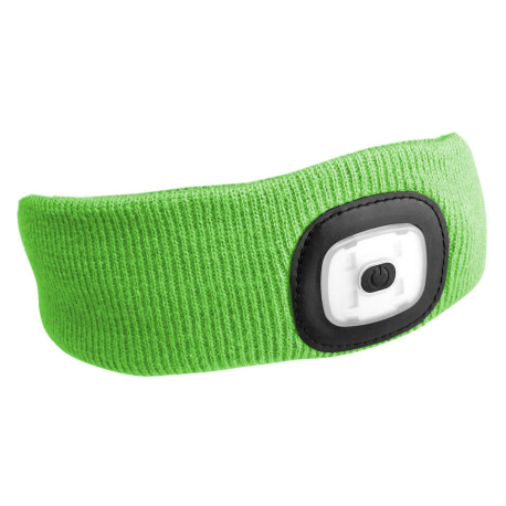 Čelenka s čelovkou 180lm, nabíjecí, USB, uni velikost, bavlna/PE, fluorescentní zelená SIXTOL SIXTOL 60030