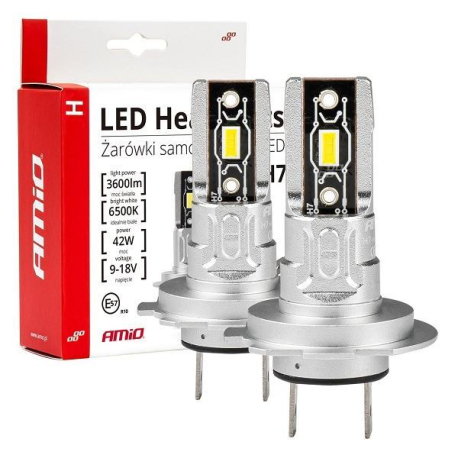 Žárovka LED H7 MINI 9-18V 42W bílá, 2ks AMIO K721E