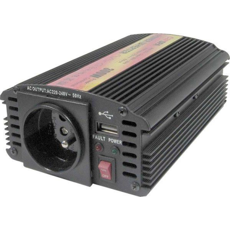 Měnič napětí 12V/230V 300W, CARSPA CAR300U modifikovaná sinusovka G513