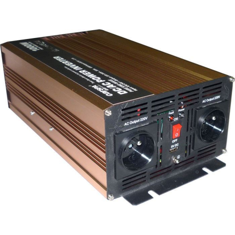 Měnič napětí 12-24V/230V 1000W, CARSPA P1000 12/24, čistá sinusovka G472