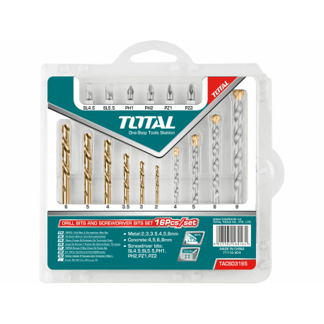 Vrtáky a hroty, sada 16ks, HSS TOTAL-TOOLS TOTAL-TOOLS 59719